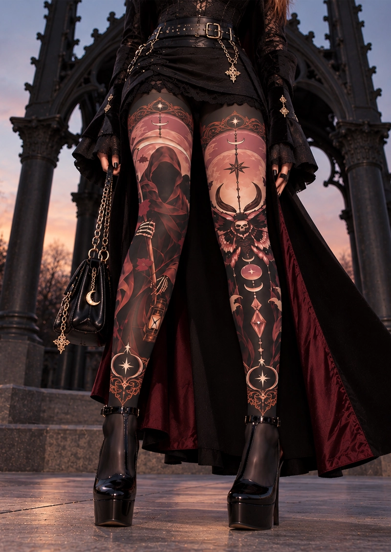 Black Reaper and Skull Moth Tights