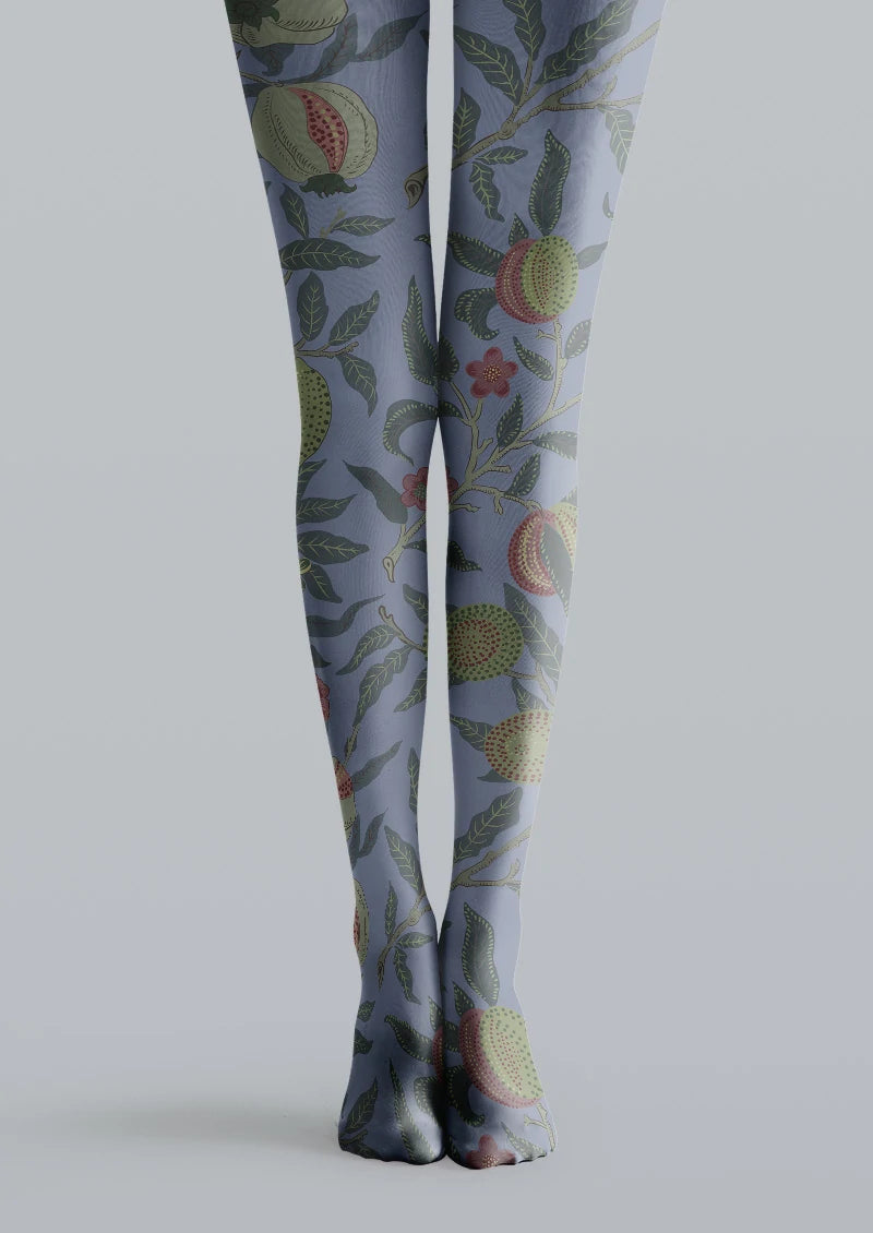 Blue Pomegranate Orchard Botanical Tights Hosiery Pantyhose
