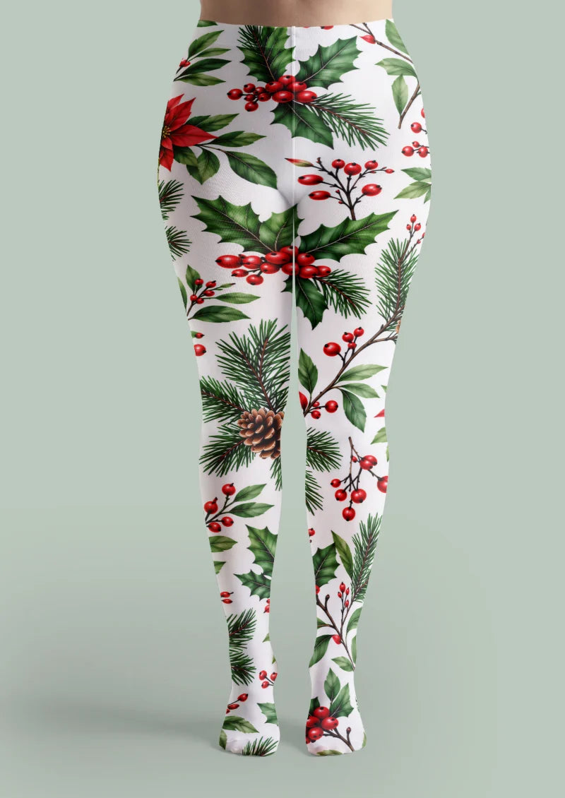 White Holly Berry Tights