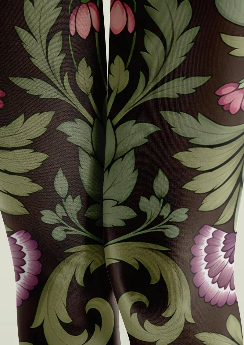 Brown Floral Tights