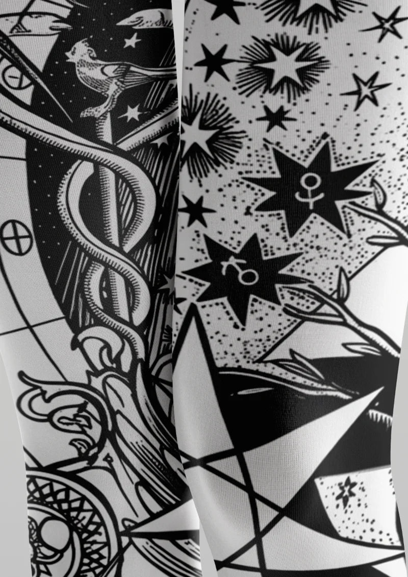 Black White Celestial Tights