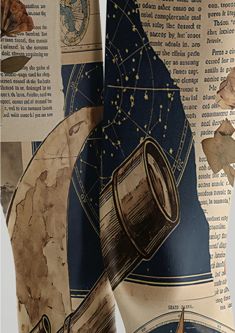 Beige Celestial Collage Tights