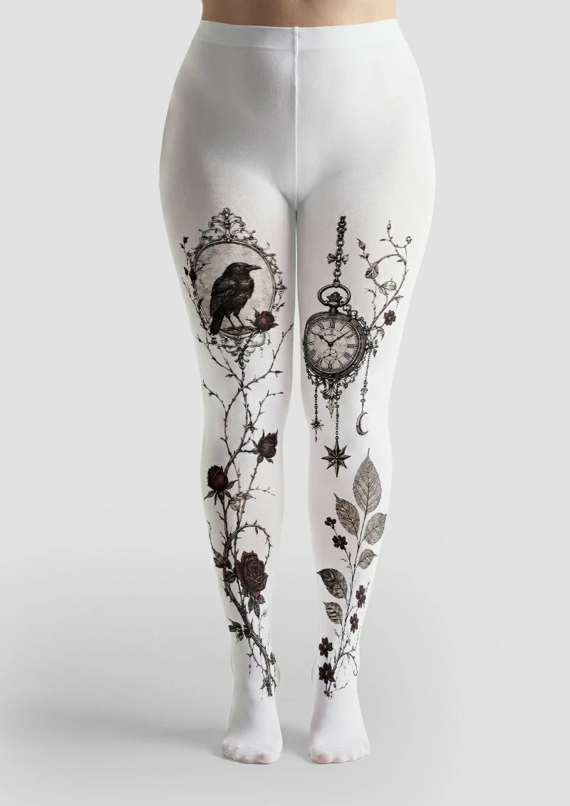 White Raven Clock Tights