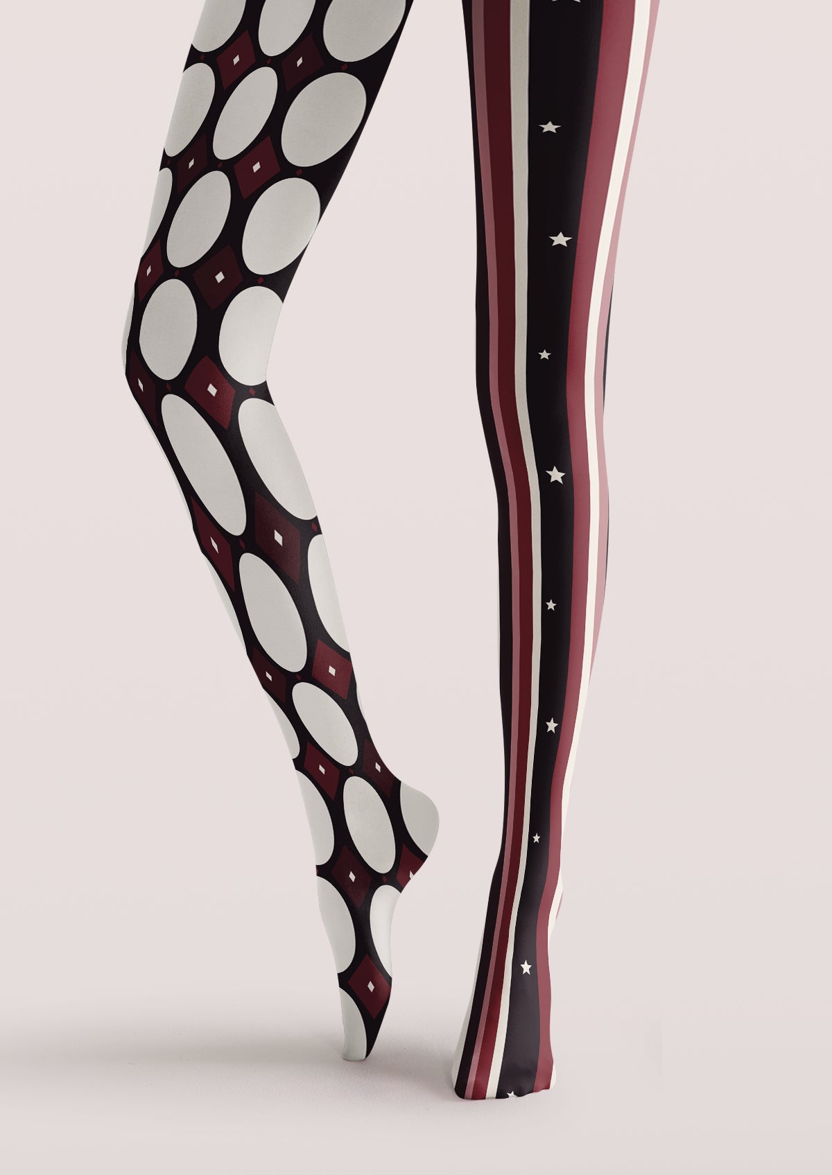 Black Geometric Stripe Tights