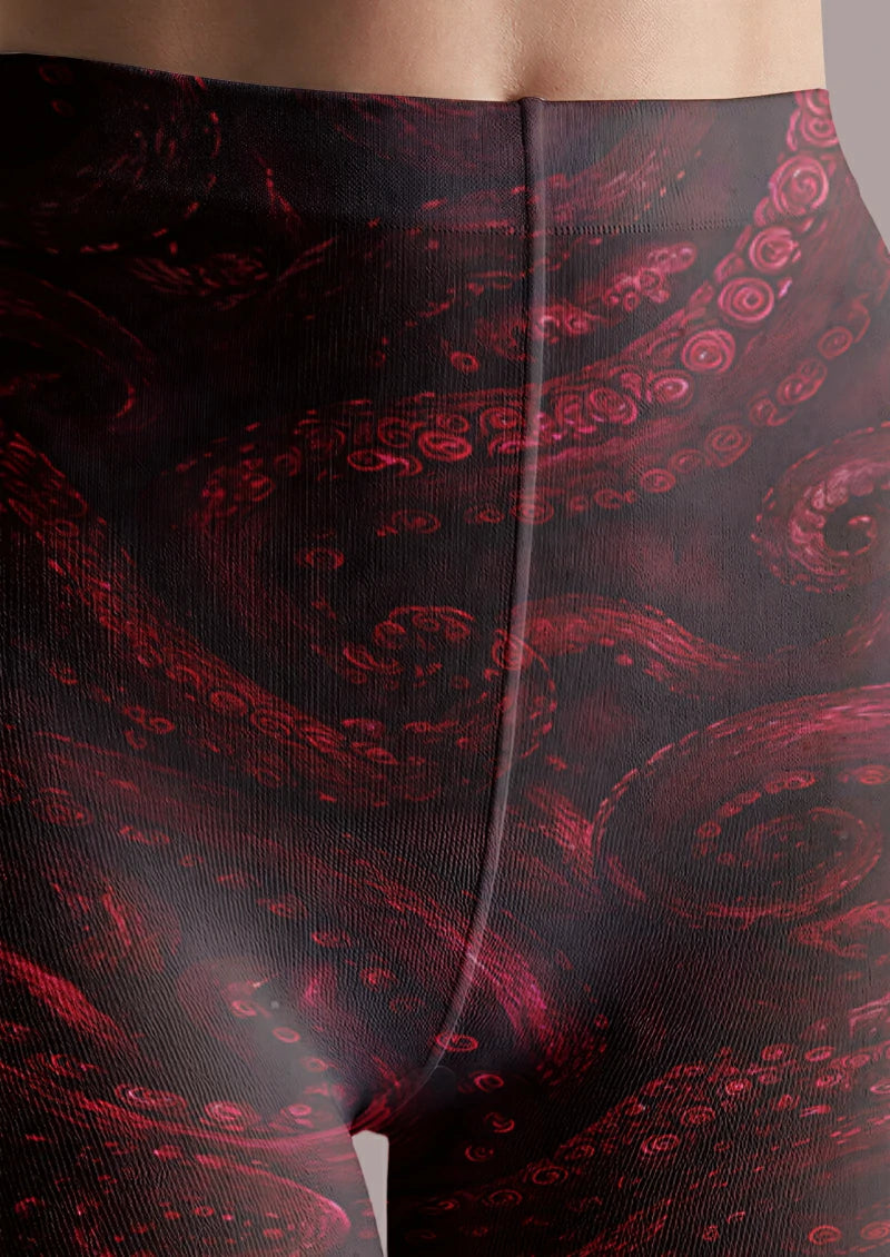 Black Red Octopus Tights