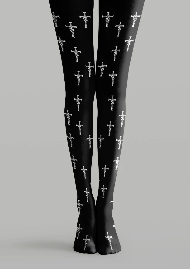 Black Rose Cross Tights