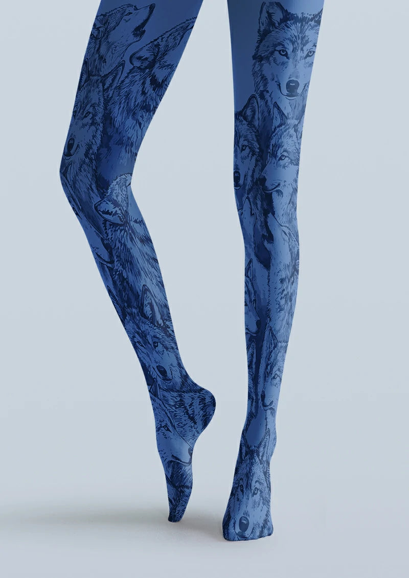 Blue Wolf Portrait Tights