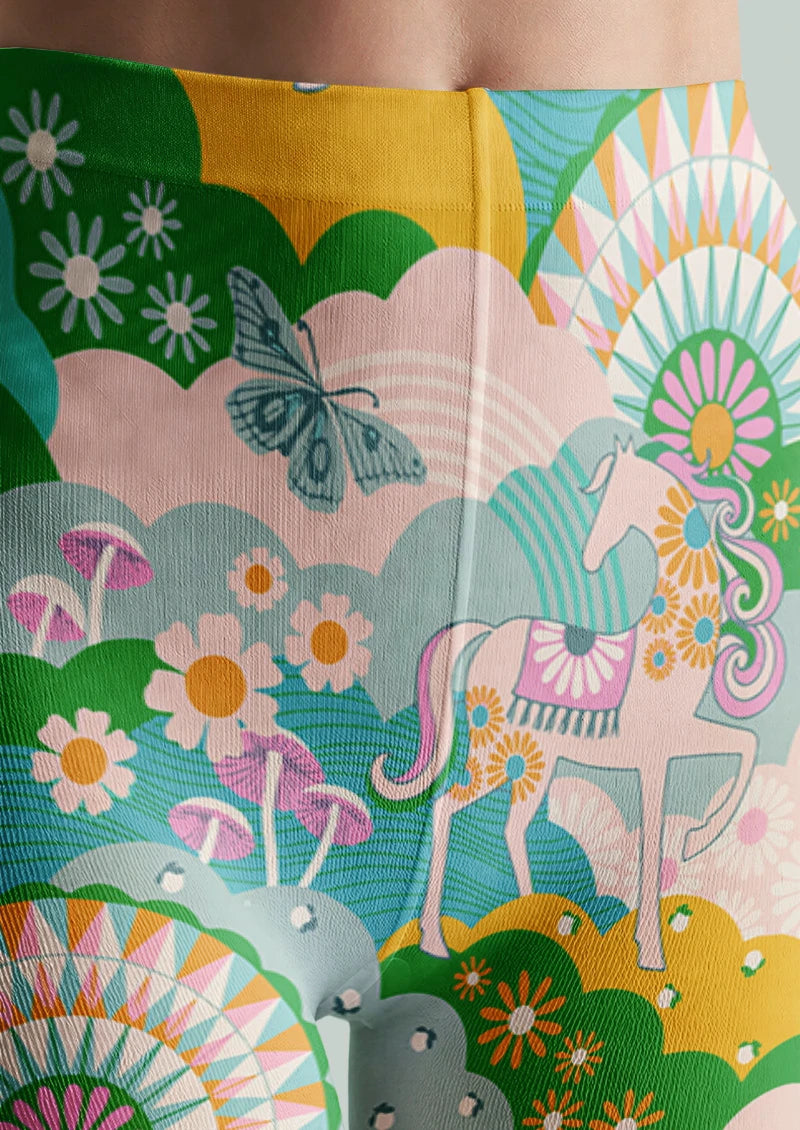 Retro Carousel Garden Graphic Tights Hosiery Pantyhose