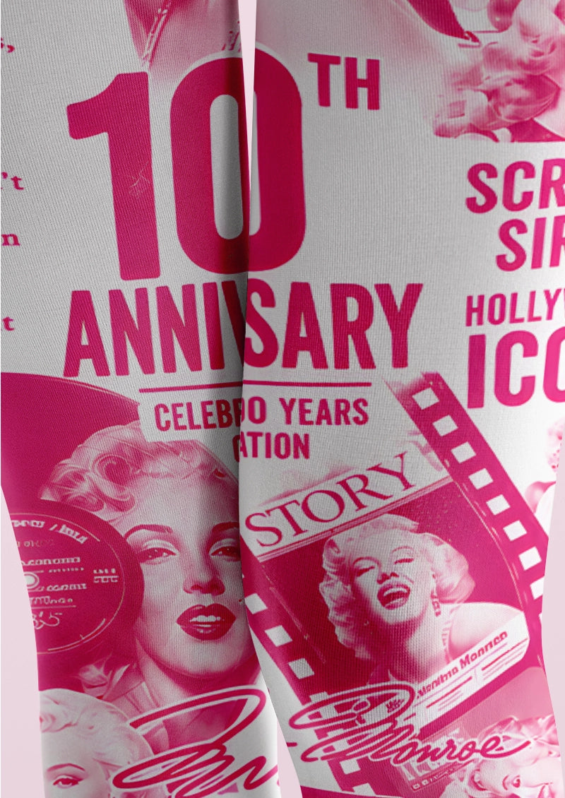 Pink vintage Hollywood poster collage graphic print Tights Hosiery Pantyhose