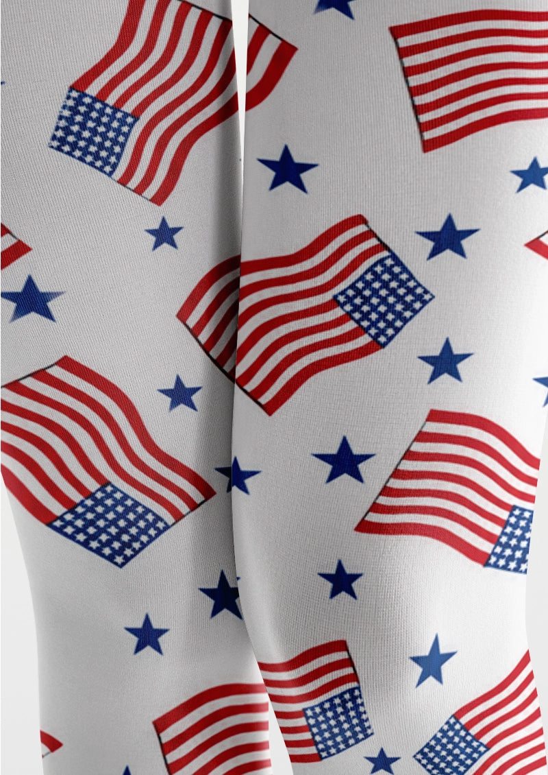 World Cup Flag & Star Print Tights Hosiery Pantyhose