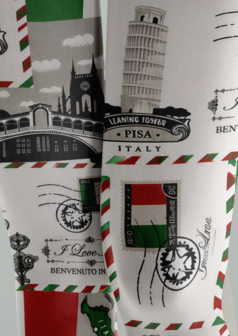 White Italian Postcard Tights