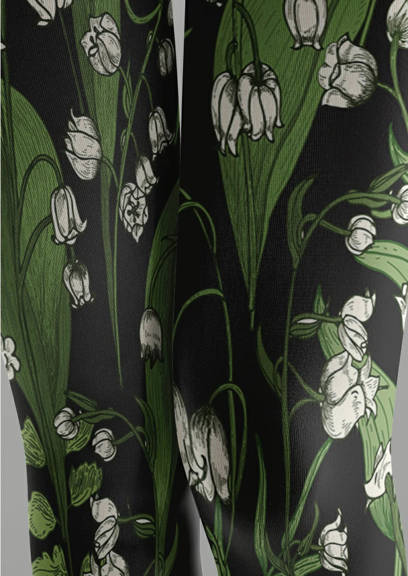 Black White Floral Tights