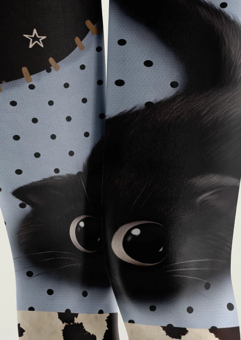 Black Cat Patchwork Tights