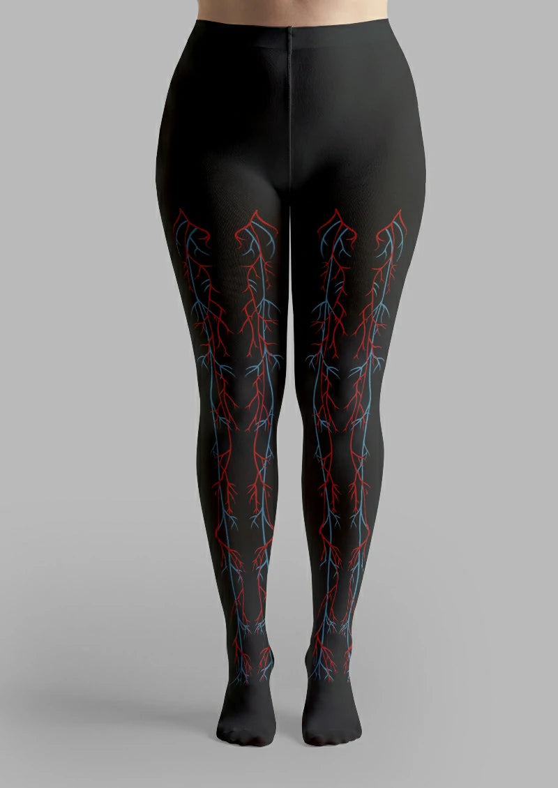 Black Vascular Branch Tights