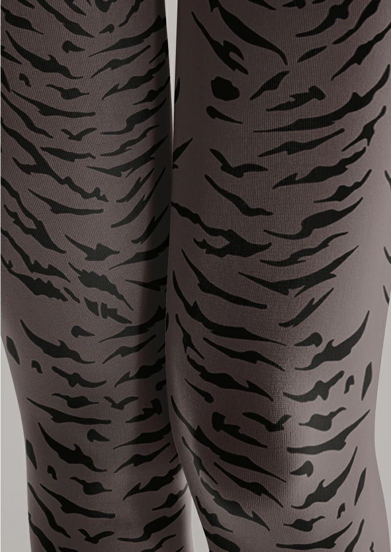 Gray Tiger Print Tights