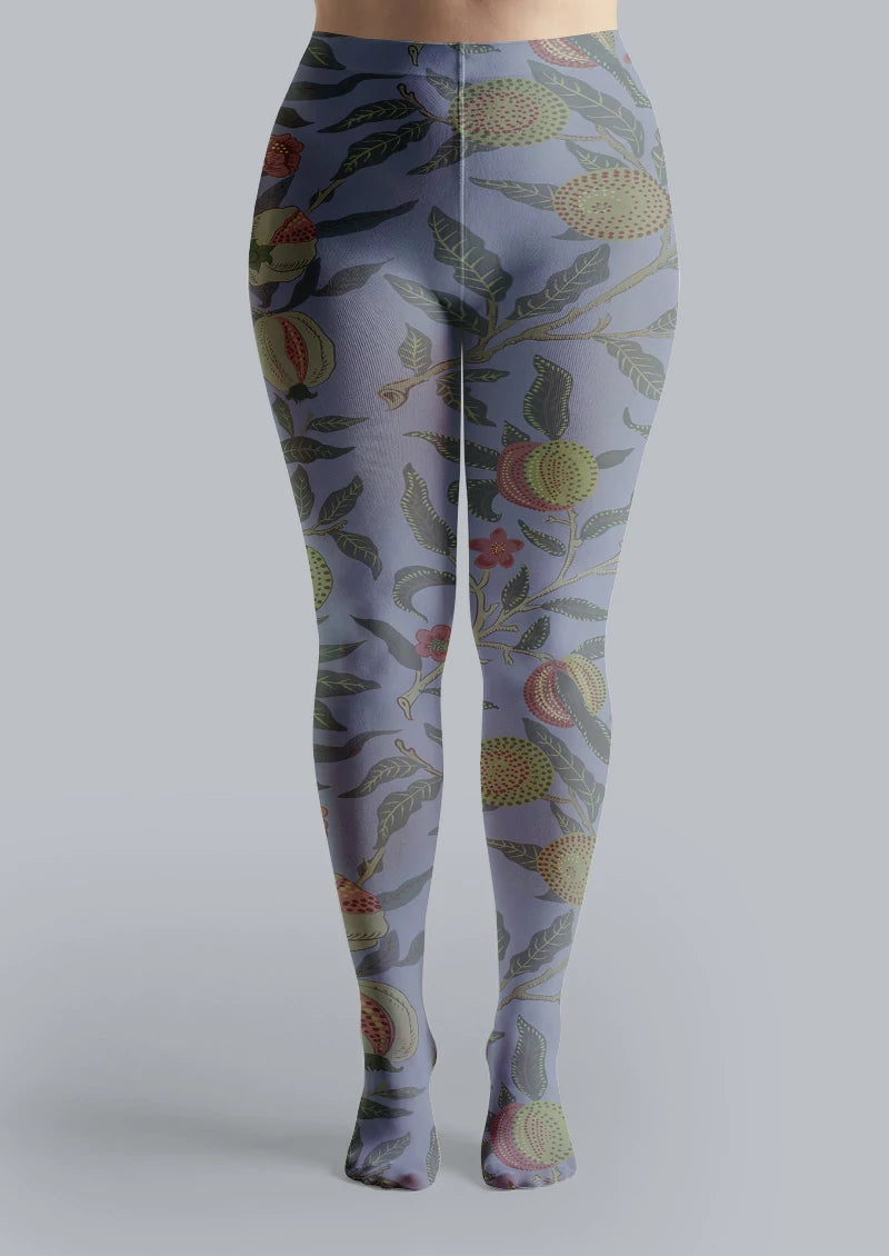 Blue Pomegranate Orchard Botanical Tights Hosiery Pantyhose