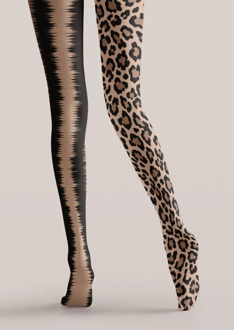 Beige Leopard Zebra Tights