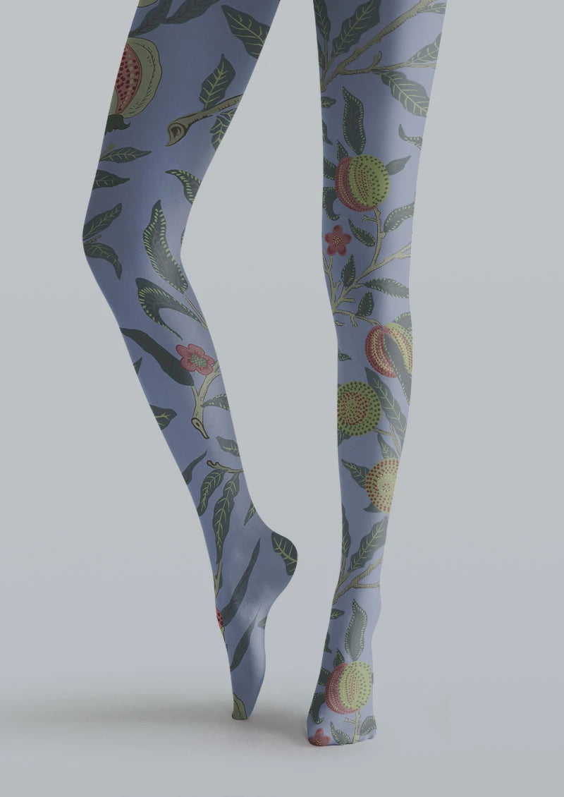 Blue Pomegranate Orchard Botanical Tights Hosiery Pantyhose