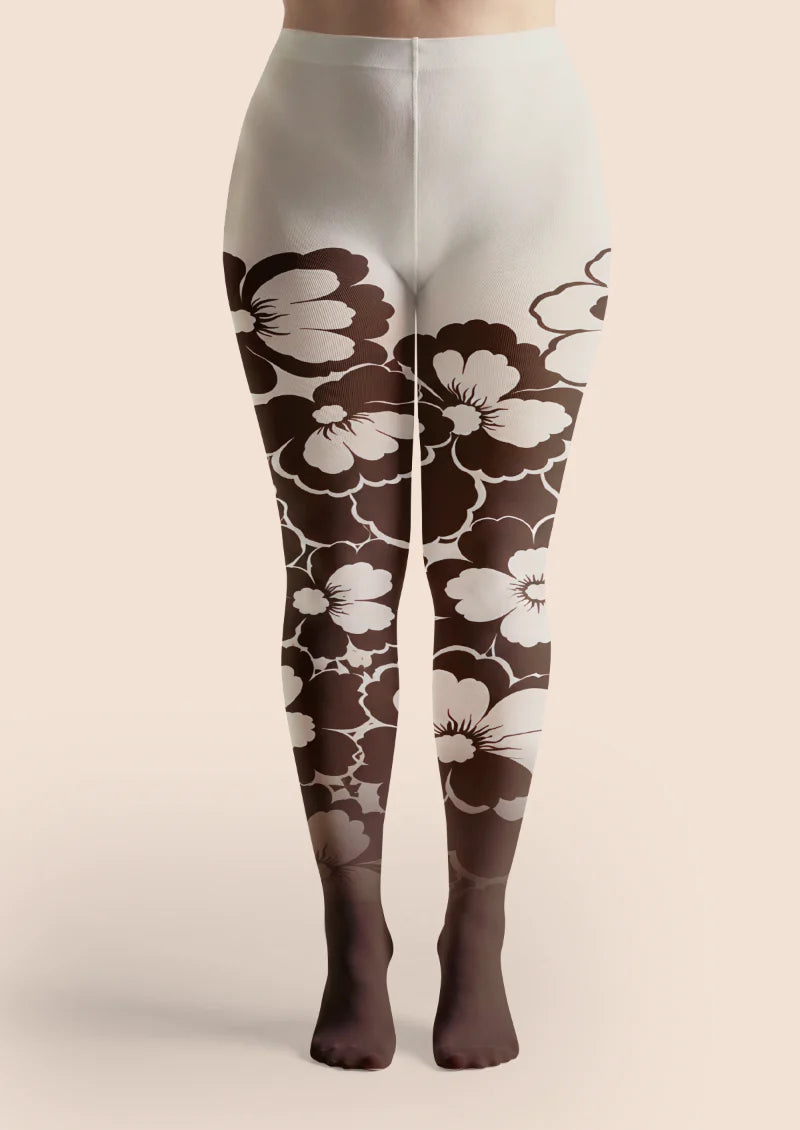 Brown Oversized Floral Tights
