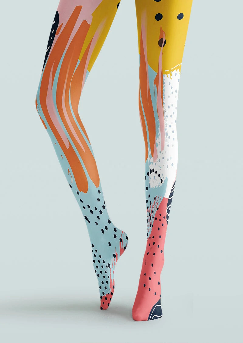 Abstract Pop Art Polka Dot Tights Hosiery Pantyhose