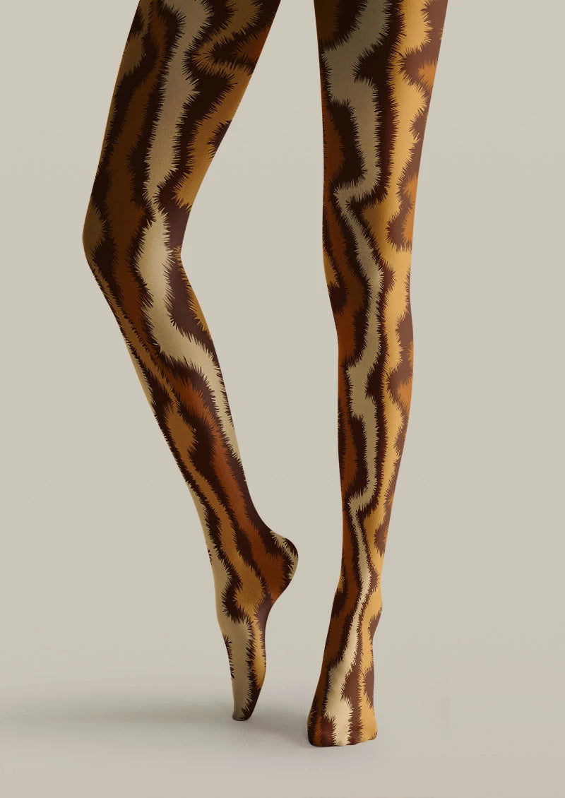 Brown Animal Stripe Tights