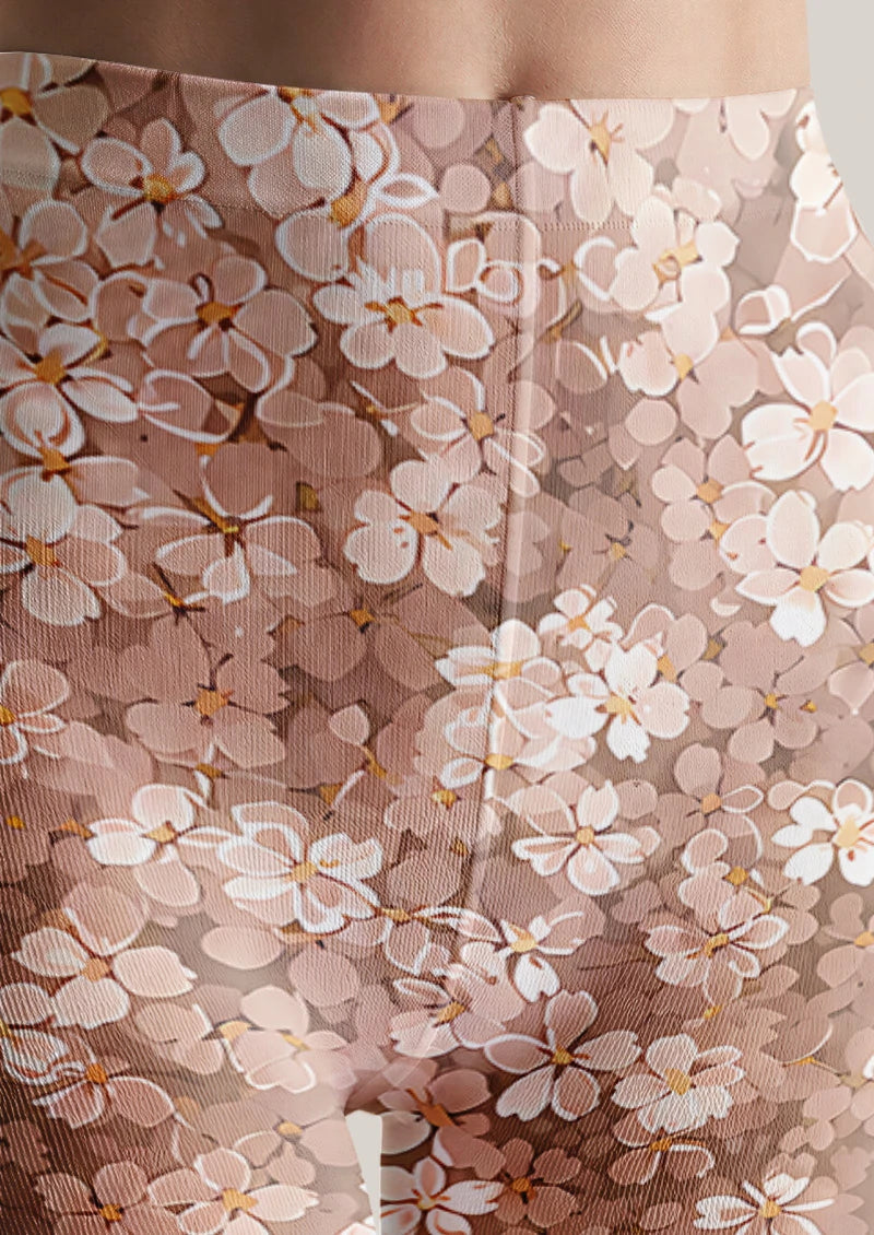 Beige Pink Blossom Tights