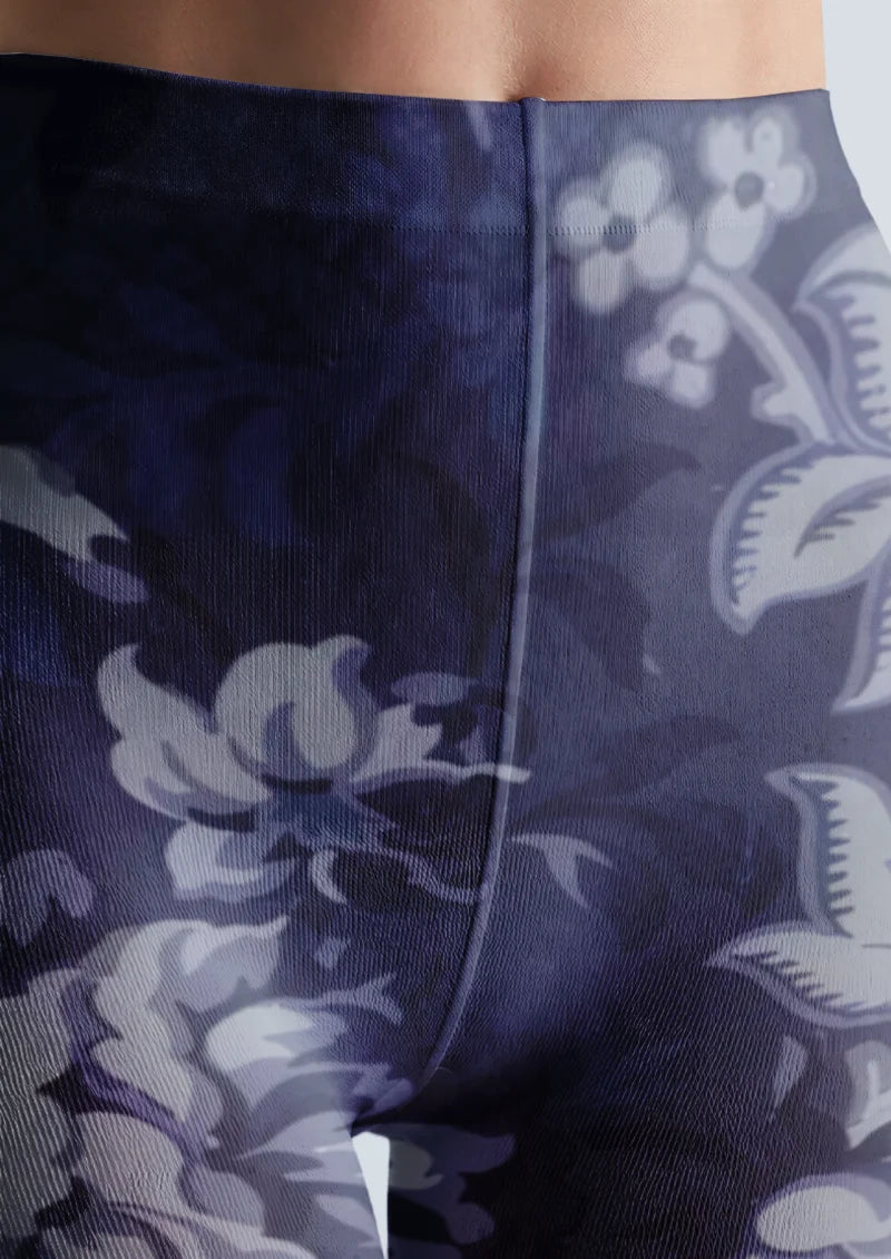 Navy Oversized Floral Tights