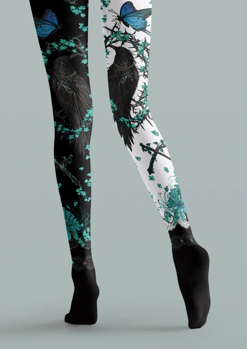 Black Raven and Butterfly Tights