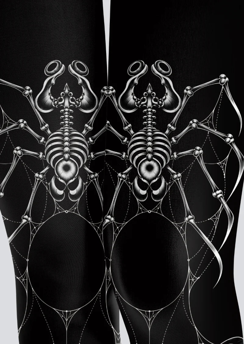 Black Skeletal Spider and Butterfly Tights
