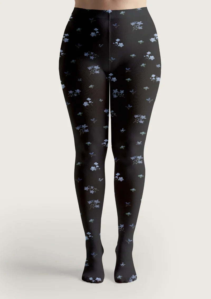 Black Petite Bouquet Tights