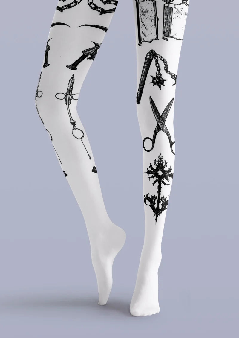 White Weapon Tattoo Tights