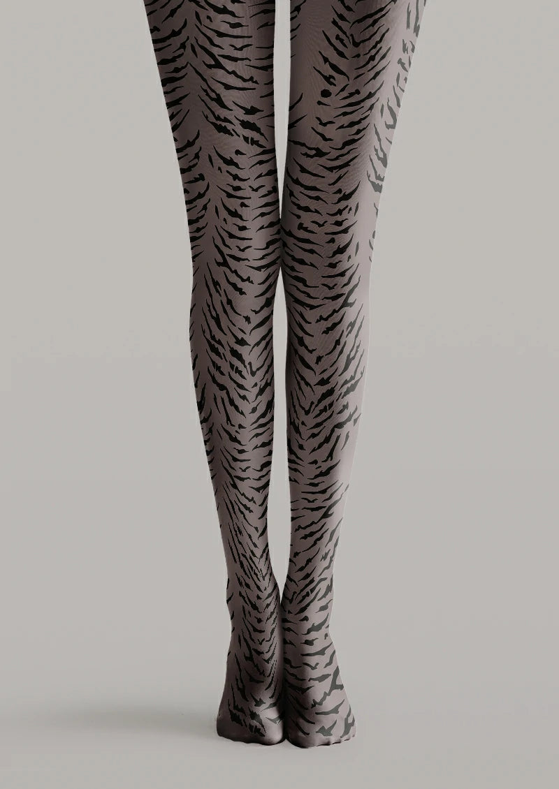 Gray Tiger Print Tights