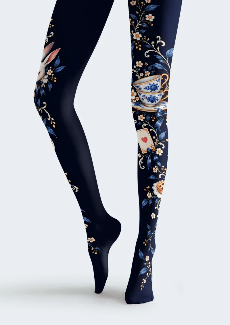 Navy Rabbit and Teacup Tights