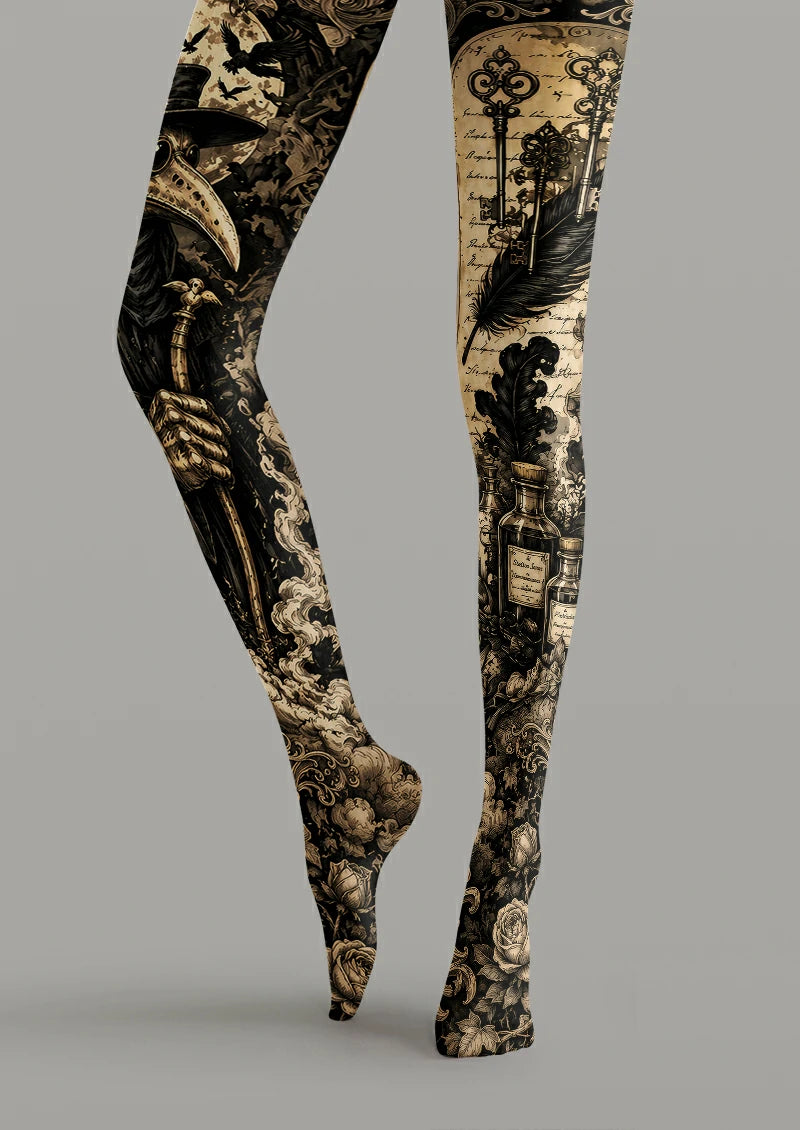 Black Plague Doctor Tights