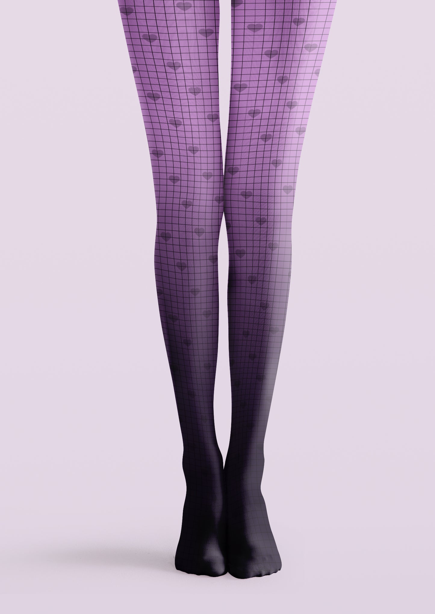 Heart Grid Gradient Printed Tights Hosiery Pantyhose
