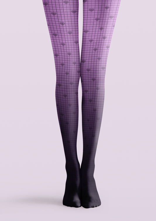 Heart Grid Gradient Printed Tights Hosiery Pantyhose