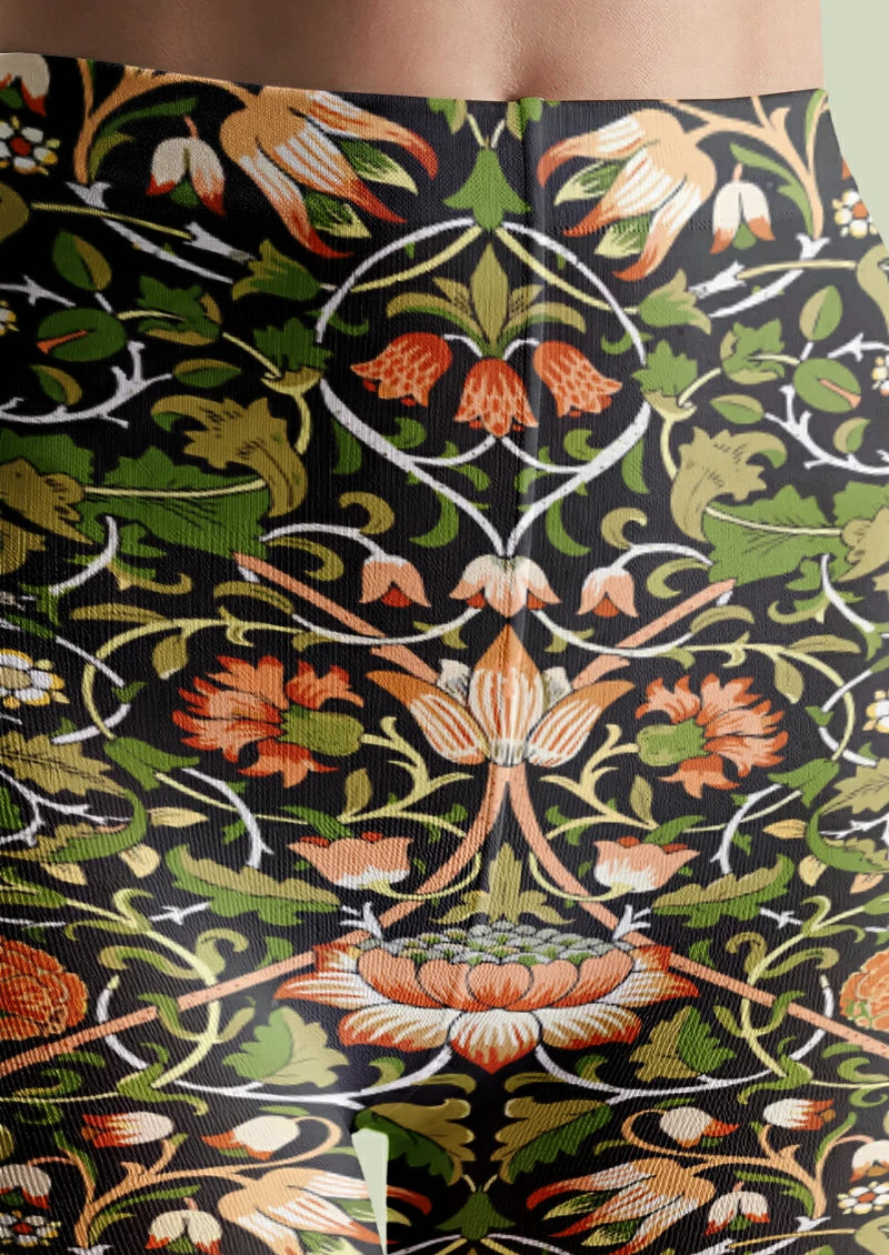 Black Floral Vine Tights
