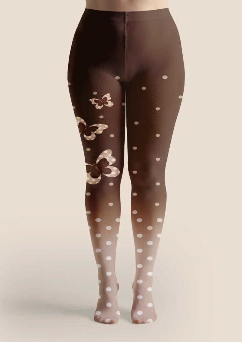Brown Butterfly and Polka Dot Tights