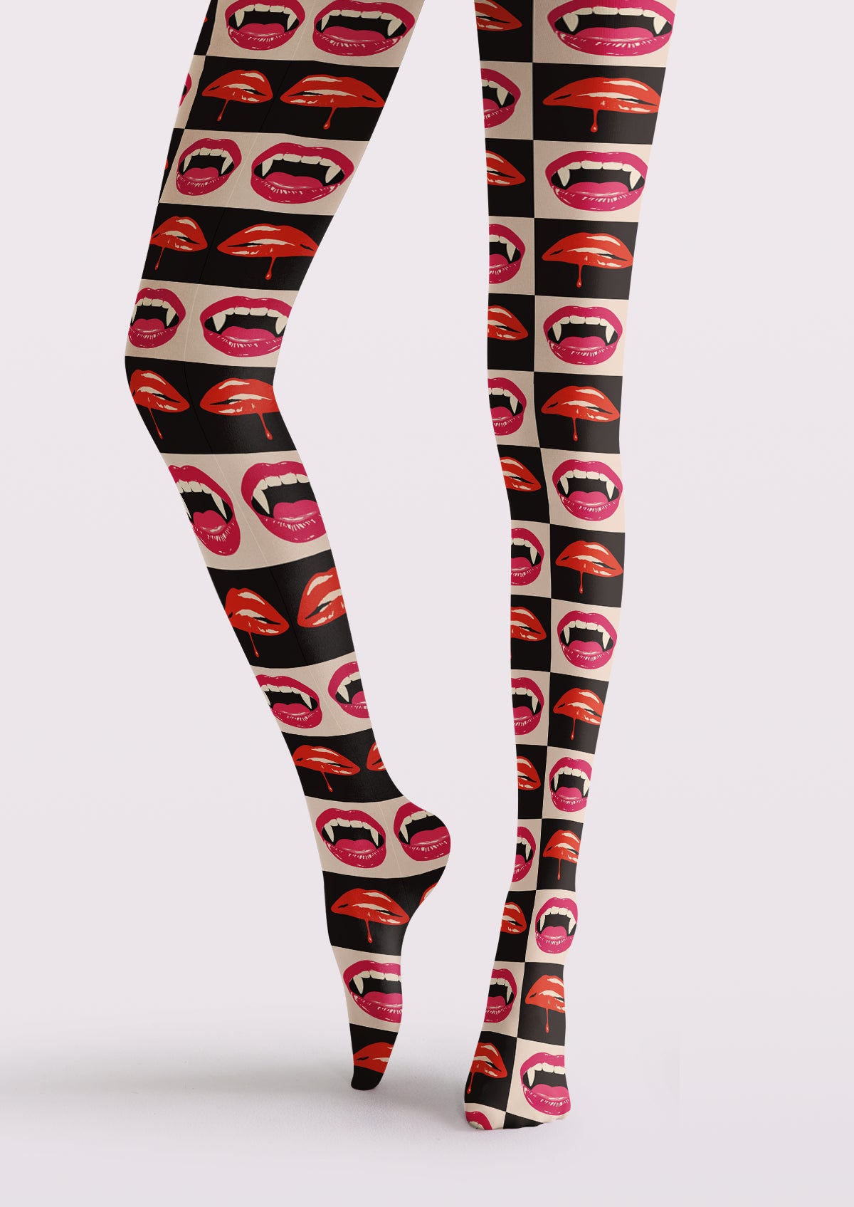 Black Lip Checker Tights
