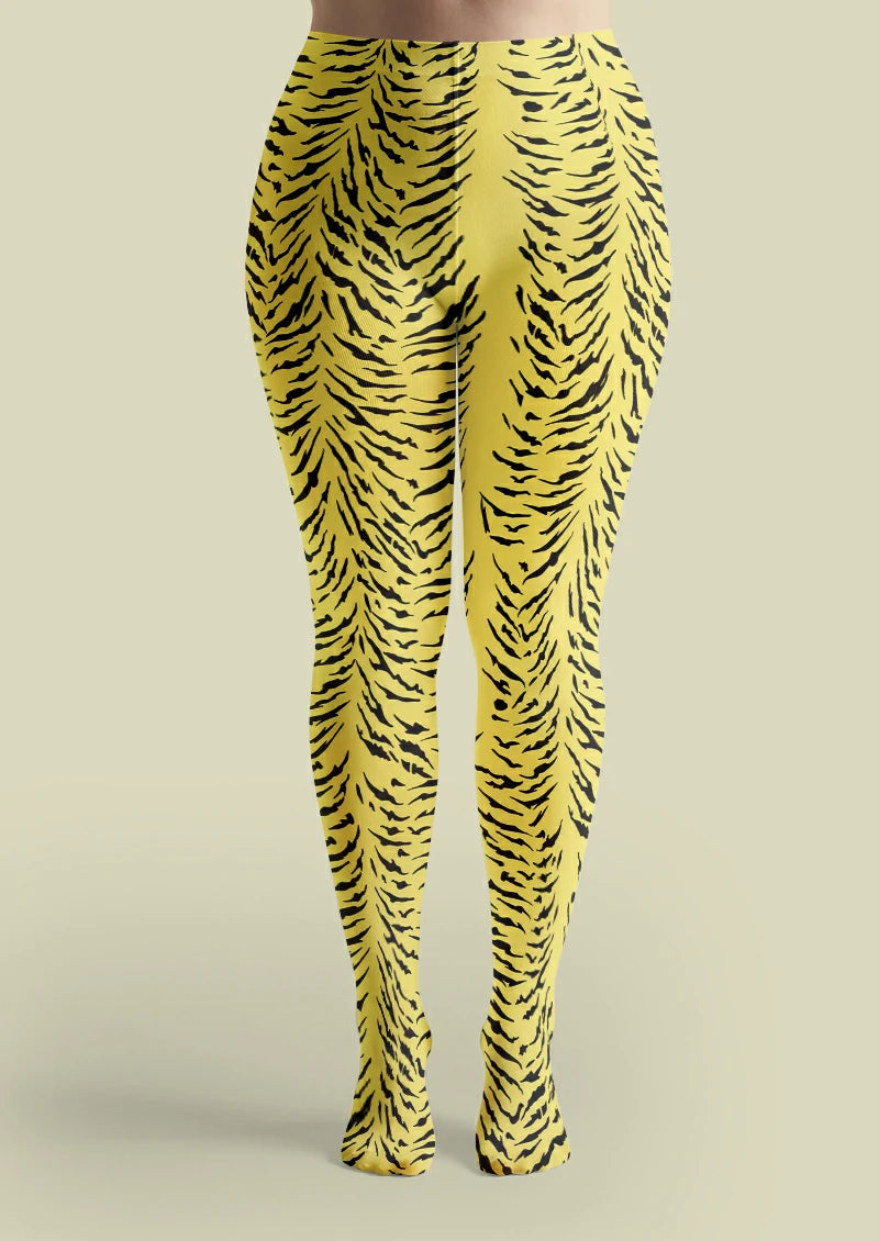 Yellow Tiger Print Tights