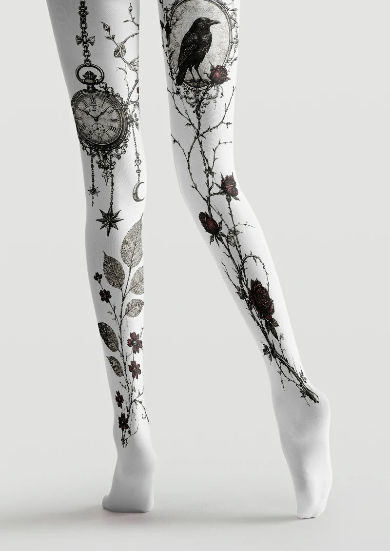 White Raven Clock Tights