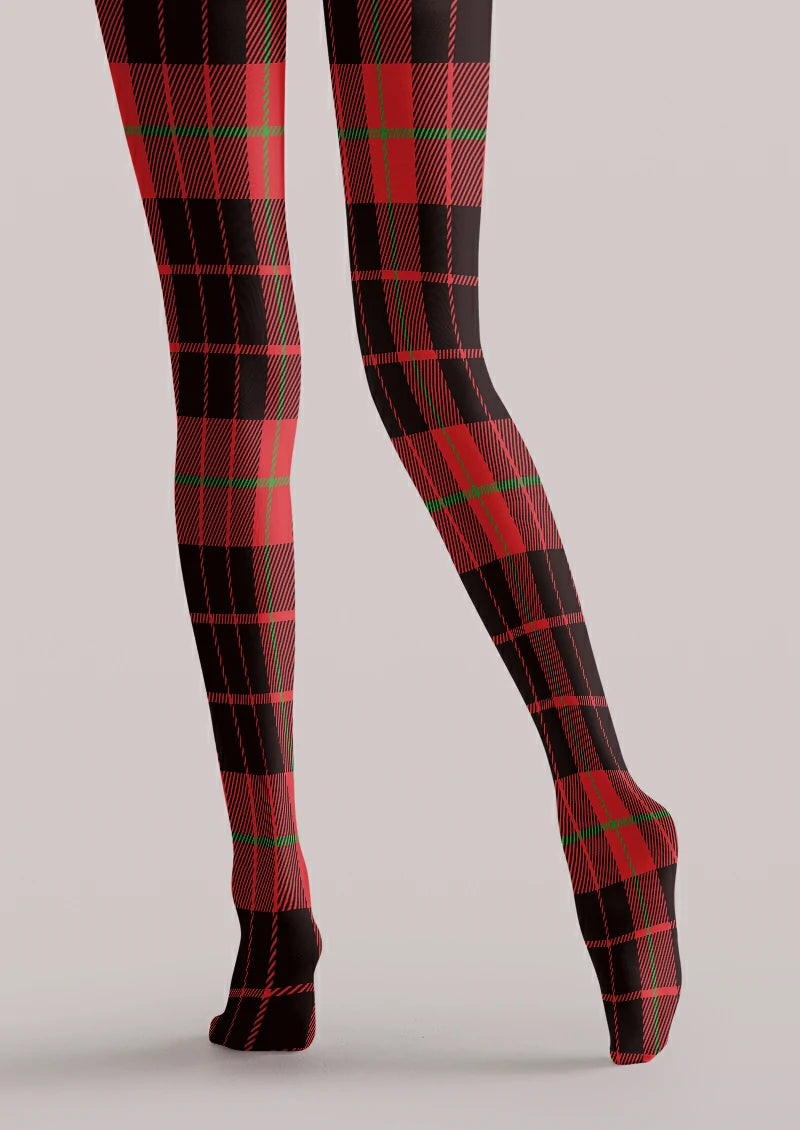 Black Red Plaid Tights