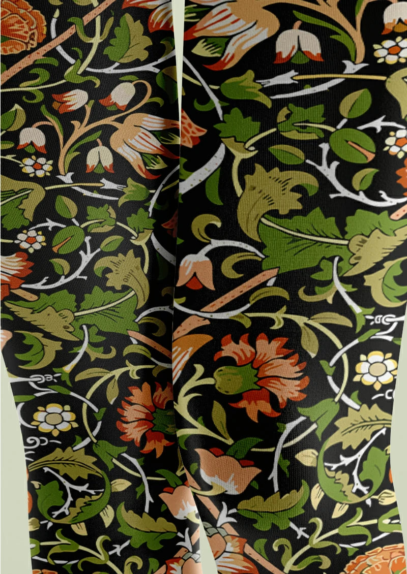 Black Floral Vine Tights