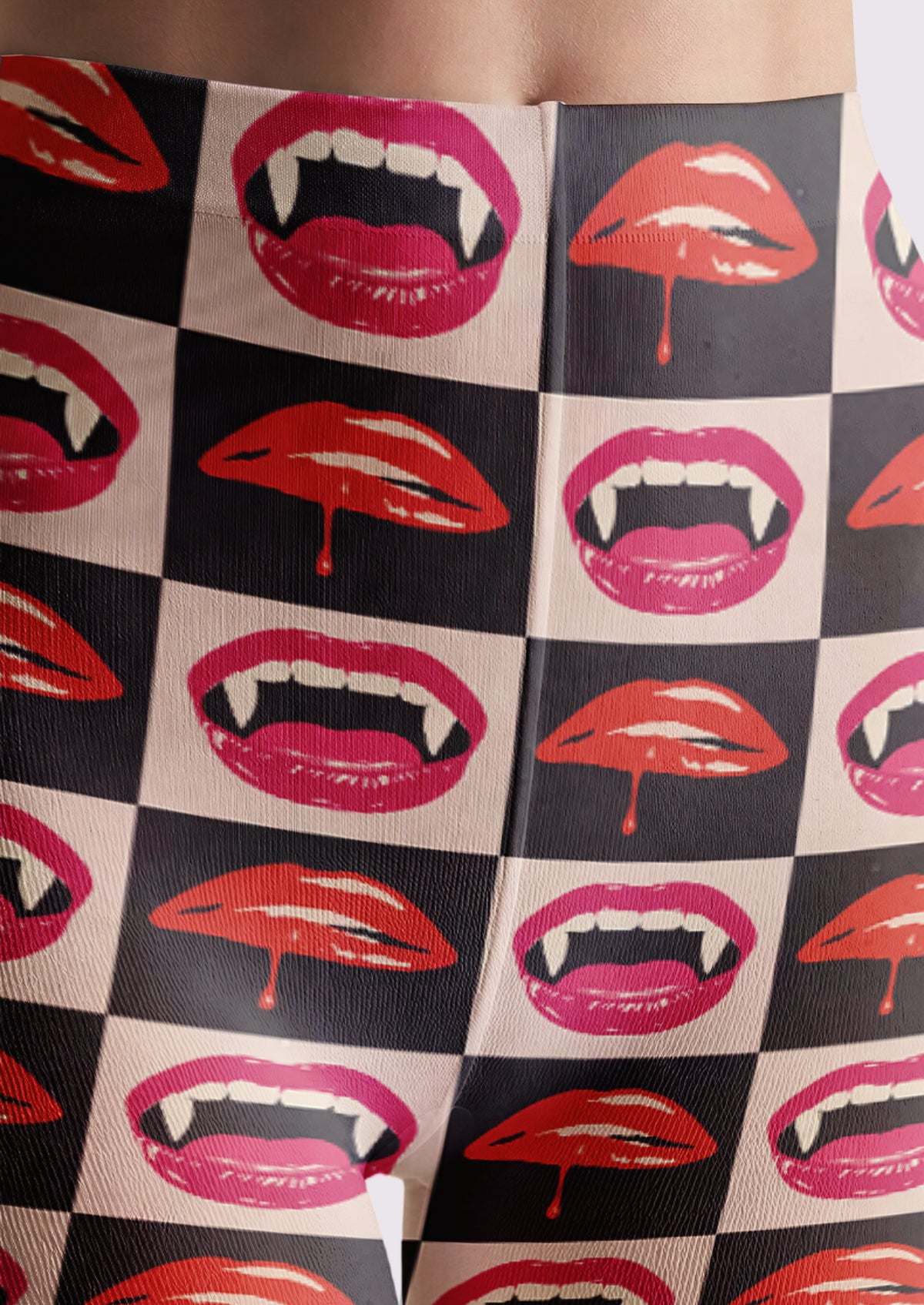 Black Lip Checker Tights