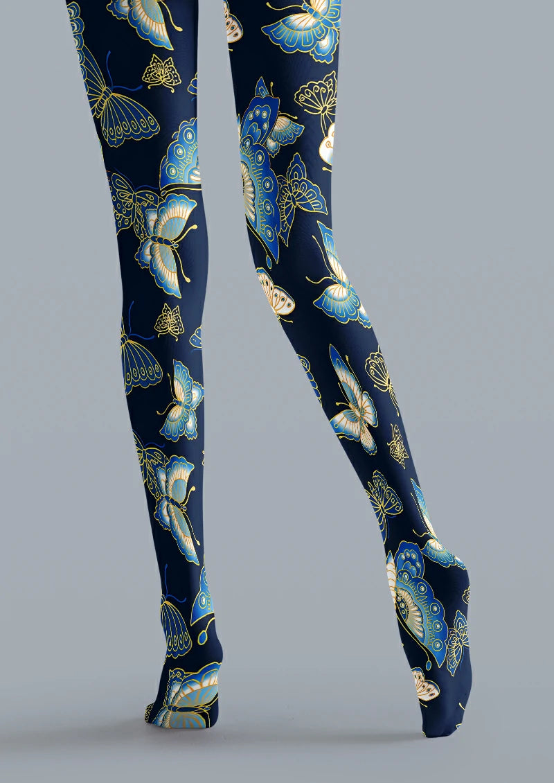 Navy Butterfly Tights