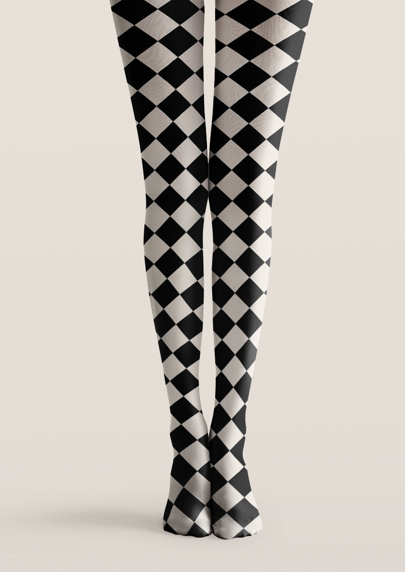 Classic Diamond Plaid Pattern Tights Hosiery Pantyhose