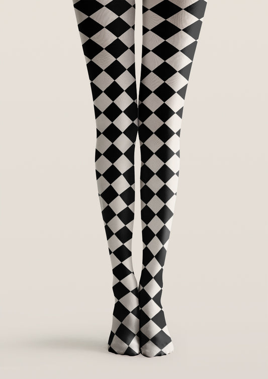 Classic Diamond Plaid Pattern Tights Hosiery Pantyhose
