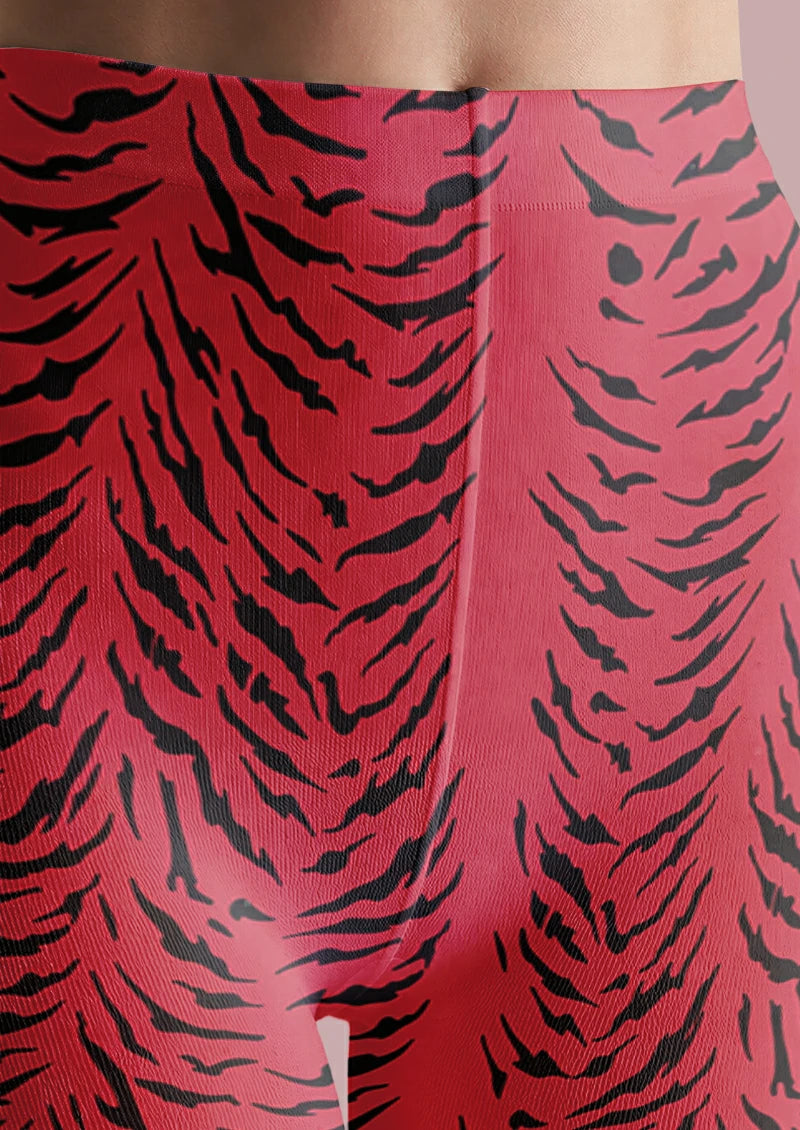 Red Tiger Print Tights