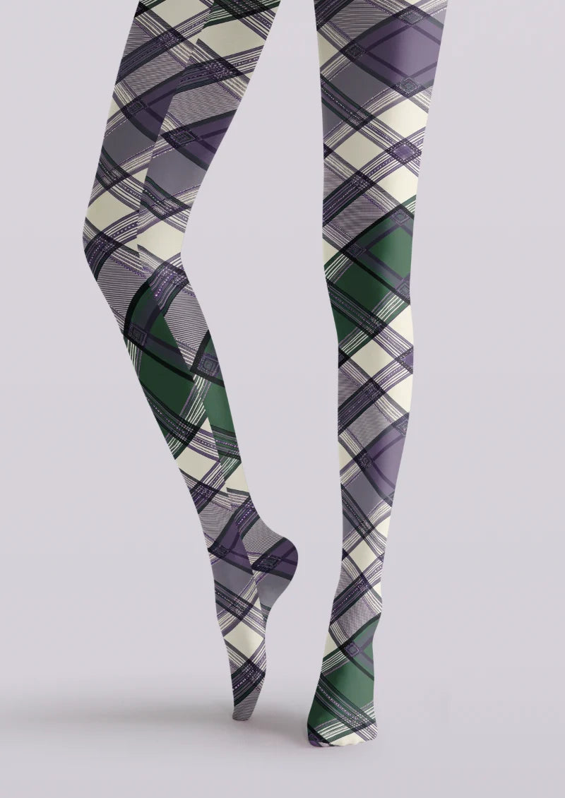 Purple Green Plaid Tights
