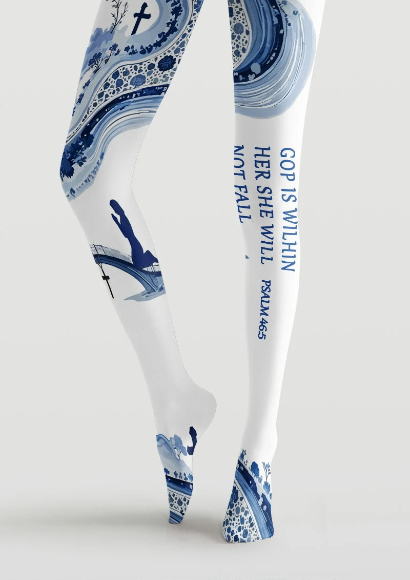 White Psalm Graphic Tights